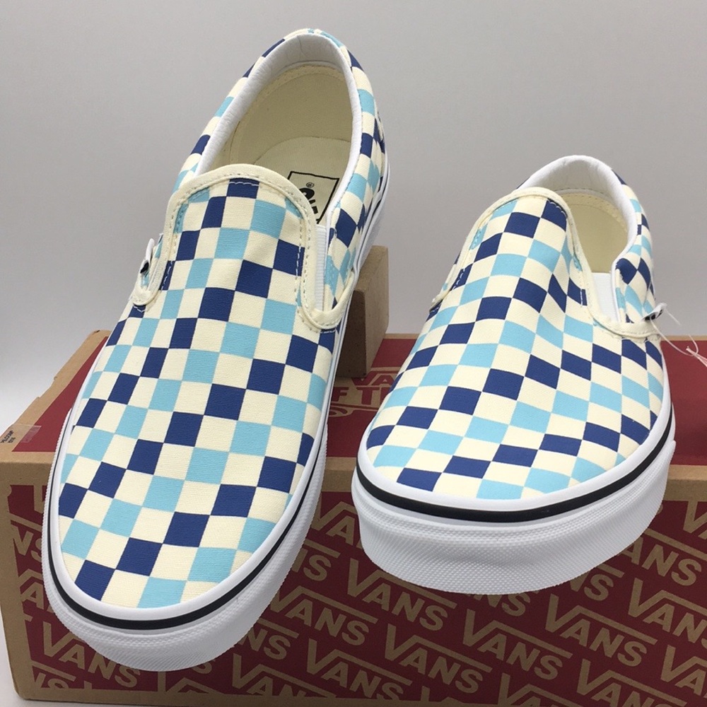 •Vans Classic Slip-On Checkerboard Blue Topaz wmns - Picture 9 of 16
